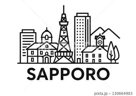 Sapporo city skyline with iconic buildings and landmarks Sapporo city skyline with iconic buildings and landmarks 130664983