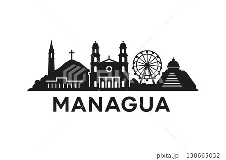 Managua city skyline with iconic buildings and landmarks 130665032
