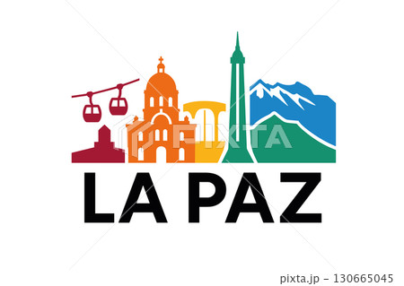 La Paz city skyline with iconic buildings and landmarks La Paz city skyline with iconic buildings and landmarks 130665045