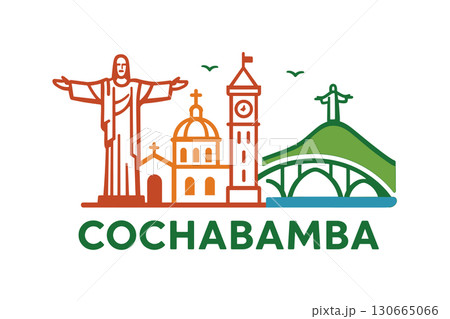 Cochabamba city skyline with iconic buildings and landmarks 130665066
