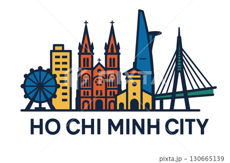 City skyline with iconic buildings and landmarks of Ho Chi Minh City 130665139