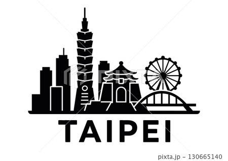 City skyline with iconic buildings and landmarks of Taipei 130665140