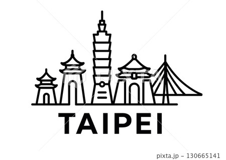 City skyline with iconic buildings and landmarks of Taipei 130665141