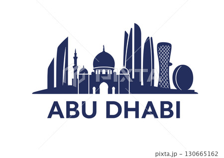 City skyline with iconic buildings and landmarks of Abu Dhabi 130665162