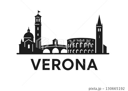 City skyline with iconic buildings and landmarks of Verona 130665192