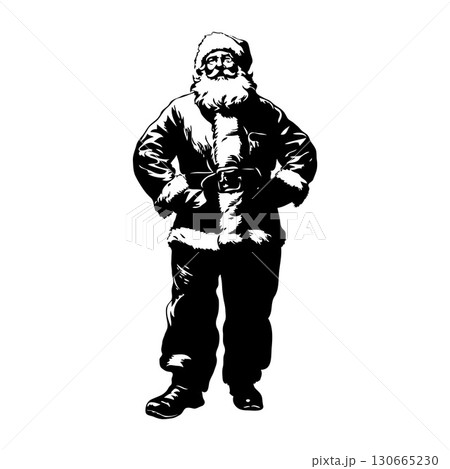 Classic Santa Claus in black and white on clean white background. 130665230