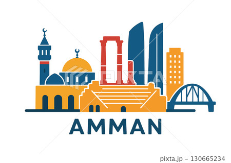 Amman city skyline with iconic buildings and landmarks 130665234