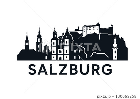 City skyline with iconic buildings and landmarks of Salzburg 130665259