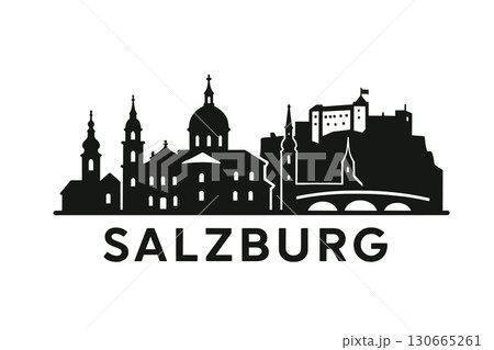 City skyline with iconic buildings and landmarks of Salzburg 130665261