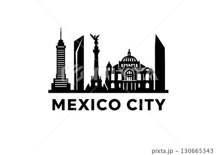 Mexico City skyline with ?ngel de la Independencia and historic buildings Mexico City skyline with ?ngel de la Independencia and historic buildings 130665343