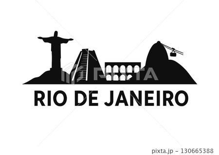 Rio de Janeiro skyline with Christ, Sugarloaf and colorful landmarks Rio de Janeiro skyline with Christ, Sugarloaf and colorful landmarks 130665388