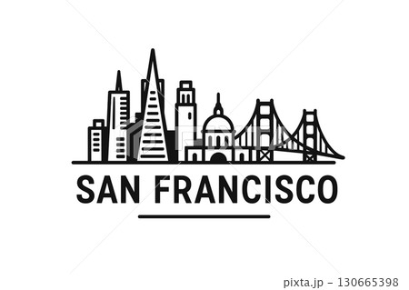 San Francisco skyline with Golden Gate and Transamerica Pyramid 130665398