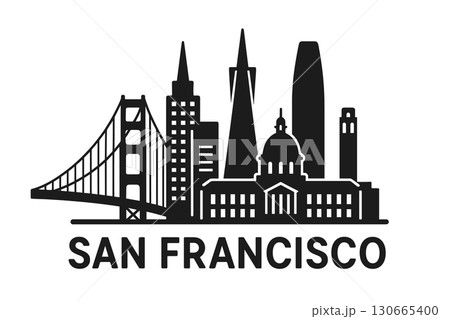 San Francisco skyline with Golden Gate and Transamerica Pyramid 130665400