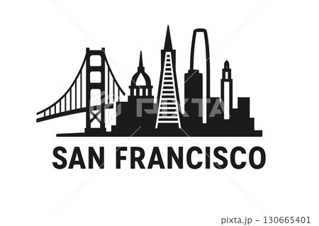San Francisco skyline with Golden Gate and Transamerica Pyramid 130665401