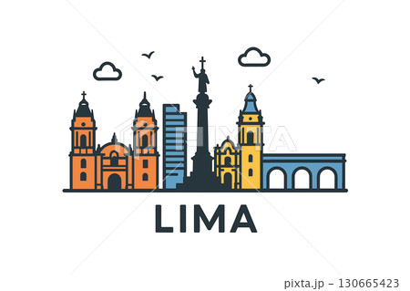 Lima skyline with iconic buildings and landmarks 130665423