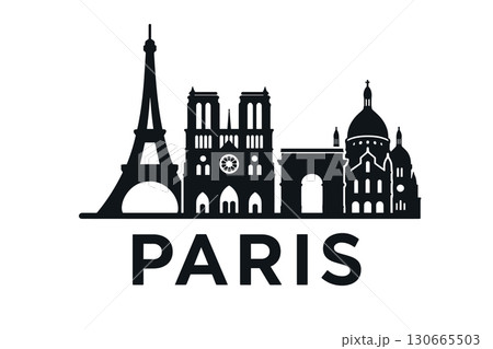 Paris skyline with iconic landmarks and historic architecture 130665503
