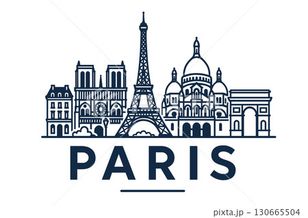 Paris skyline with iconic landmarks and historic architecture 130665504