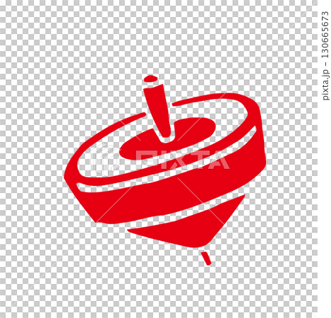 レトロな手描きの独楽の和風イラスト素材｜独楽,正月,おもちゃ,年賀状 130665673