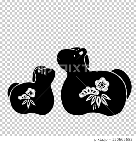 Retro hand-drawn Japanese-style illustration of a horse papier-mâché | Papier-mâché, horse, Year of the Horse, lucky charm, New Year's card 130665682