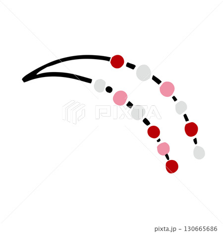 レトロな手描きの餅花の和風イラスト素材｜縁起物,正月飾り,新年,年賀状 130665686