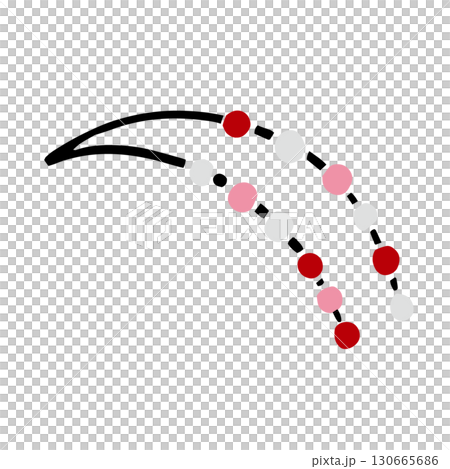 レトロな手描きの餅花の和風イラスト素材｜縁起物,正月飾り,新年,年賀状 130665686