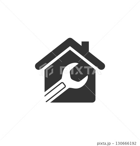 Wrench, Repair Home or House Icon Logo Template Illustration Des 130666192