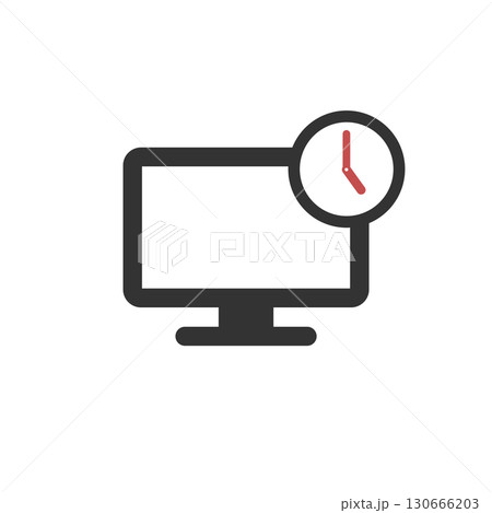Time Desktop Screen, Monitor, Computer Icon Logo Template Illust 130666203