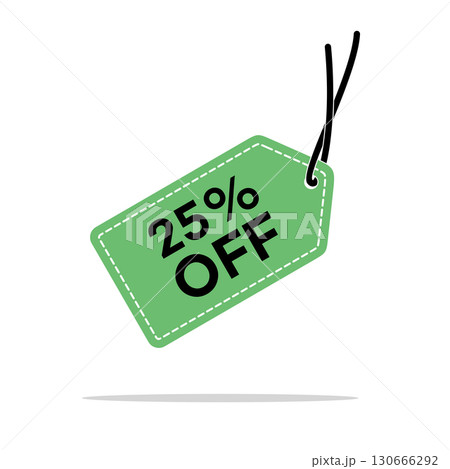 25% Discount Hang Tag Vector Template. Flat Illustration Design. 130666292