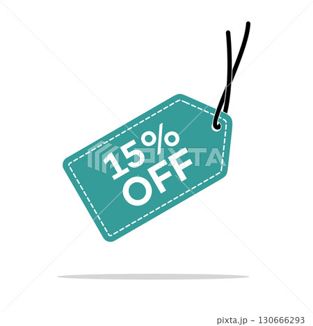 15% Discount Hang Tag Vector Template. Flat Design Illustration 130666293