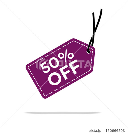 50% Discount Hang Tag Vector Template. Flat Illustration Design. 50% Discount Hang Tag Vector Template. Flat Illustration Design. 130666298