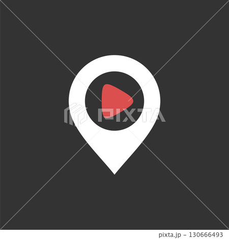 Point Map Icon Logo Template - Play Button Illustration Design. Point Map Icon Logo Template - Play Button Illustration Design. 130666493