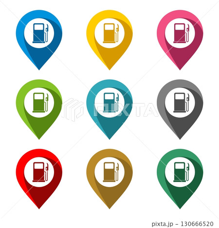 Location Point Vector Set - gas station Illustration Design. Vector EPS 10. 130666520