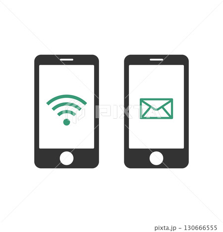 Smartphone Wifi Signal and Email Vector Icon Template Illustrati 130666555