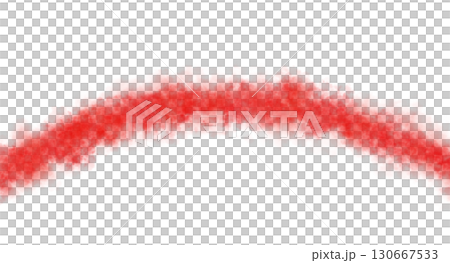Red arc of smoke, fog or steam on transparent background mockup template for special effects and compositions 130667533