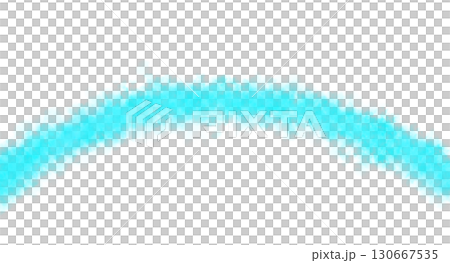 Cyan or light blue arc of smoke, fog or steam on transparent background mockup template for special effects 130667535