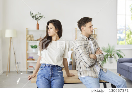 Young Family Couple Offended During Conflict At Home 130667571