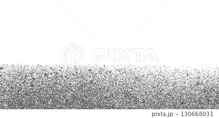 Grunge background with rough grain texture, horizontal bottom abstract border. Black speckled noise on white background. Great for posters, banners, album covers 130668031