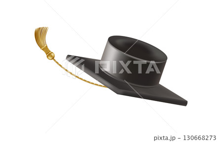 Graduates celebration. Flying 3D black graduate hat 130668273