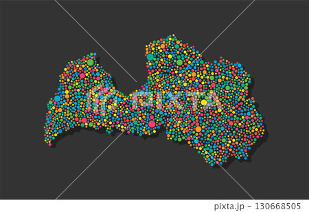 Creative map of Latvia made of colored dots 130668505