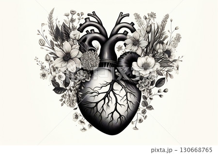 Heart surrounded by floral design 130668765