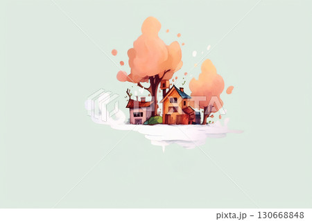 Cozy village among vibrant trees Cozy village among vibrant trees 130668848
