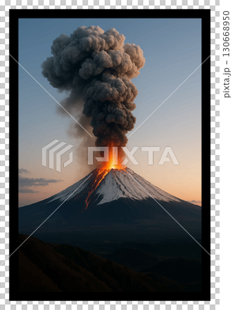 黃昏時分的富士山噴發 黃昏時分的富士山噴發 130668950