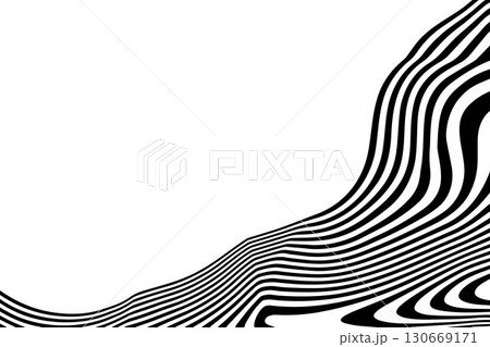 Modern psychedelic art. Abstract flow with black and white winding lines and empty space. Eps 10 130669171