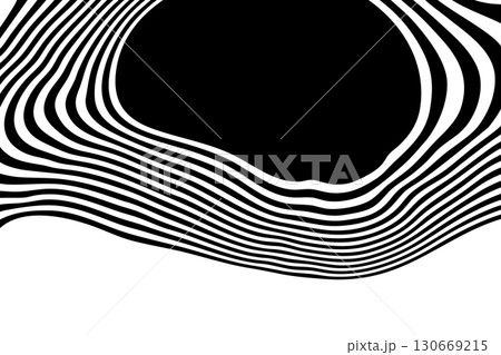 Futuristic black and white illusion with curved moving stripes. Eps 10 Futuristic black and white illusion with curved moving stripes. Eps 10 130669215