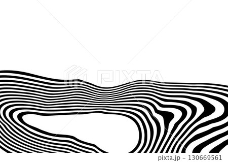 Abstract graphic backdrop. Wavy black and white lines creating a modern, distorted visual. Eps 10 130669561