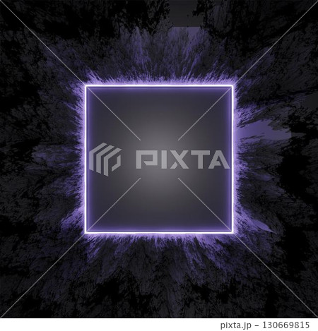 3d rendering. Square neon frame in the rock. Background for your design. Graphic illustration 3d rendering. Square neon frame in the rock. Background for your design. Graphic illustration 130669815