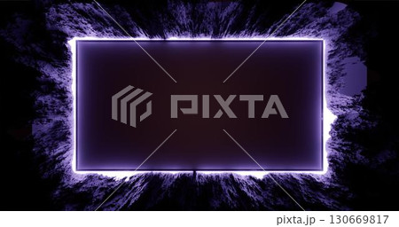 3d rendering. Rectangular neon frame in rock formation. Background for your design. Graphic illustration 3d rendering. Rectangular neon frame in rock formation. Background for your design. Graphic illustration 130669817