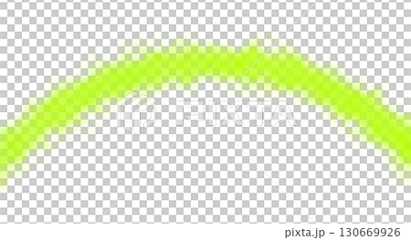 Curved chartreuse or lime green smoke arc on transparent background, fog and steam mockup template for digital design 130669926
