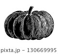Linocut illustration of a pumpkin showcasing intricate detail and texture in a stylized design perfect for seasonal decor and creative projects 130669995