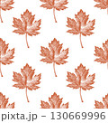 Linocut illustration seamless pattern of maple leaves showcasing intricate details and natural forms 130669996